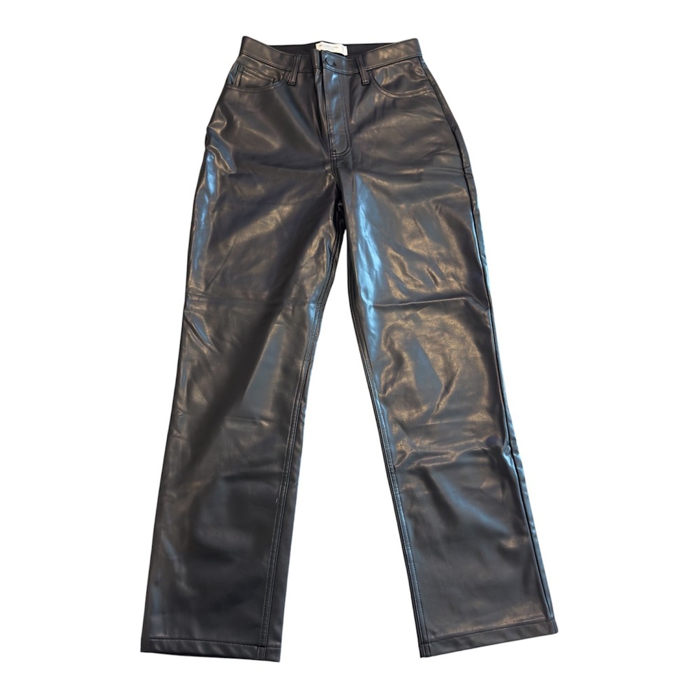 Abercrombie & Fitch Curve Love 90s Straight Ultra High Rise Vegan Leather Pant 8